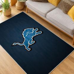 nfl detroit lions football team logo sport carpet area rug home decor living room dlw174