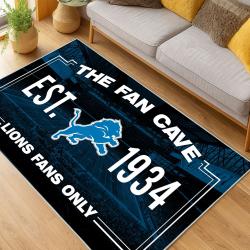nfl detroit lions football team logo sport carpet area rug home decor living room dlw176