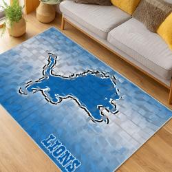 nfl detroit lions football team logo sport carpet area rug home decor living room dlw178