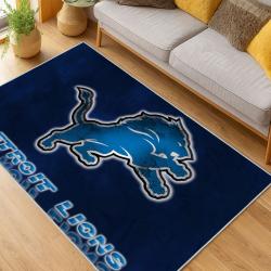 nfl detroit lions football team logo sport carpet area rug home decor living room dlw179