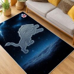 nfl detroit lions football team logo sport carpet area rug home decor living room dlw180