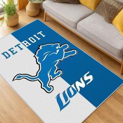 nfl detroit lions football team logo sport carpet area rug home decor living room dlw181