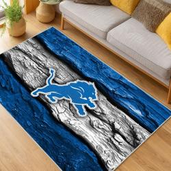 nfl detroit lions football team logo sport carpet area rug home decor living room dlw183