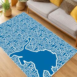 nfl detroit lions football team logo sport carpet area rug home decor living room dlw185