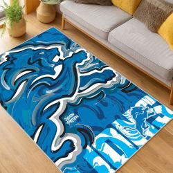nfl detroit lions football team logo sport carpet area rug home decor living room dlw187