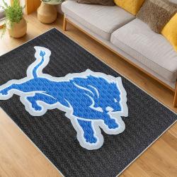 nfl detroit lions football team logo sport carpet area rug home decor living room dlw189
