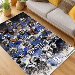 nfl detroit lions football team logo sport carpet area rug home decor living room dlw191
