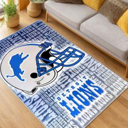 nfl detroit lions football team logo sport carpet area rug home decor living room dlw196
