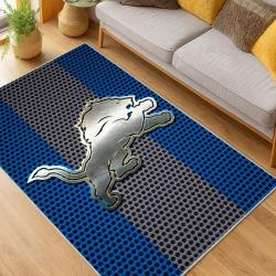 nfl detroit lions football team logo sport carpet area rug home decor living room dlw199