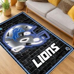 nfl detroit lions football team logo sport carpet area rug home decor living room dlw200