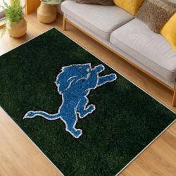 nfl detroit lions football team logo sport carpet area rug home decor living room dlw202