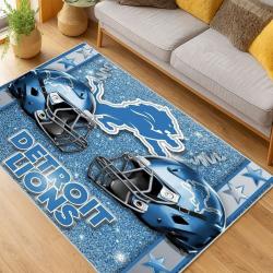 nfl detroit lions football team logo sport carpet area rug home decor living room dlw203