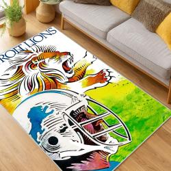nfl detroit lions football team logo sport carpet area rug home decor living room dlw204
