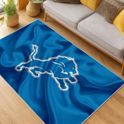 nfl detroit lions football team logo sport carpet area rug home decor living room dlw207