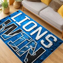 nfl detroit lions football team logo sport carpet area rug home decor living room dlw208