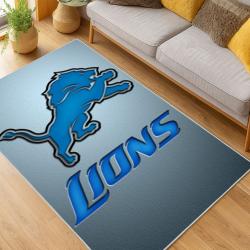 nfl detroit lions football team logo sport carpet area rug home decor living room dlw211