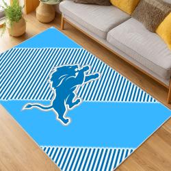 nfl detroit lions football team logo sport carpet area rug home decor living room dlw212