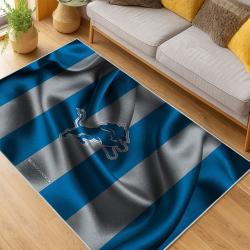 nfl detroit lions football team logo sport carpet area rug home decor living room dlw214