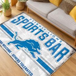 nfl detroit lions football team logo sport carpet area rug home decor living room dlw215