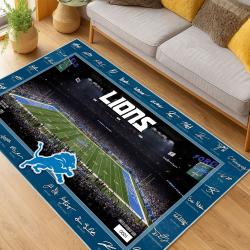 nfl detroit lions football team logo sport carpet area rug home decor living room dlw216