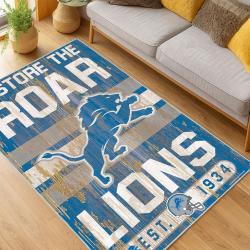 nfl detroit lions football team logo sport carpet area rug home decor living room dlw217