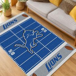 nfl detroit lions football team logo sport carpet area rug home decor living room dlw220