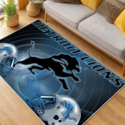 nfl detroit lions football team logo sport carpet area rug home decor living room dlw222