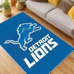 nfl detroit lions football team logo sport carpet area rug home decor living room dlw223