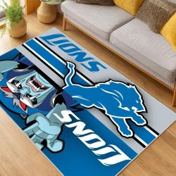 nfl detroit lions football team logo sport carpet area rug home decor living room dlw225