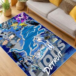nfl detroit lions football team logo sport carpet area rug home decor living room dlw31