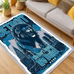 nfl detroit lions football team logo sport carpet area rug home decor living room dlw37