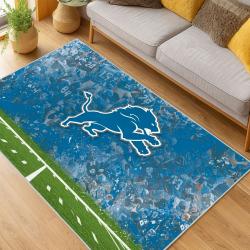 nfl detroit lions football team logo sport carpet area rug home decor living room dlw38
