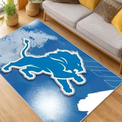 nfl detroit lions football team logo sport carpet area rug home decor living room dlw41