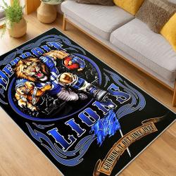 nfl detroit lions football team logo sport carpet area rug home decor living room dlw47