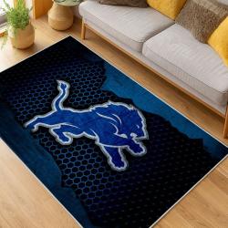 nfl detroit lions football team logo sport carpet area rug home decor living room dlw48