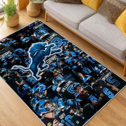 nfl detroit lions football team logo sport carpet area rug home decor living room dlw52