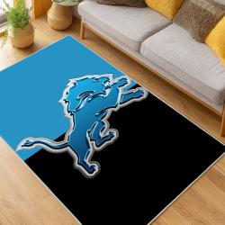 nfl detroit lions football team logo sport carpet area rug home decor living room dlw53