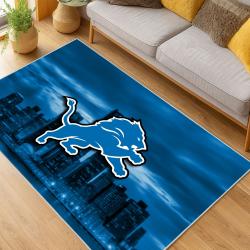 nfl detroit lions football team logo sport carpet area rug home decor living room dlw57