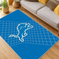 nfl detroit lions football team logo sport carpet area rug home decor living room dlw58