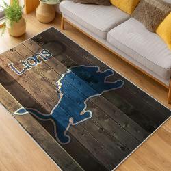 nfl detroit lions football team logo sport carpet area rug home decor living room dlw61