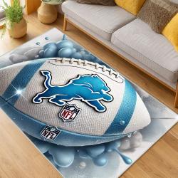 nfl detroit lions football team logo sport carpet area rug home decor living room dlw62