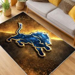 nfl detroit lions football team logo sport carpet area rug home decor living room dlw68