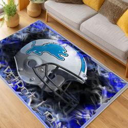 nfl detroit lions football team logo sport carpet area rug home decor living room dlw71