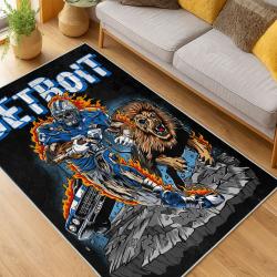 nfl detroit lions football team logo sport carpet area rug home decor living room dlw75