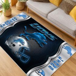 nfl detroit lions football team logo sport carpet area rug home decor living room dlw78