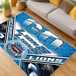 nfl detroit lions football team logo sport carpet area rug home decor living room dlw79