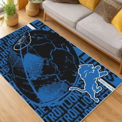 nfl detroit lions football team logo sport carpet area rug home decor living room dlw81
