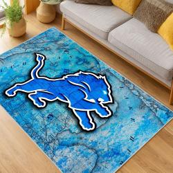 nfl detroit lions football team logo sport carpet area rug home decor living room dlw82
