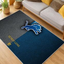 nfl detroit lions football team logo sport carpet area rug home decor living room dlw84