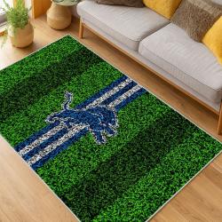 nfl detroit lions football team logo sport carpet area rug home decor living room dlw85